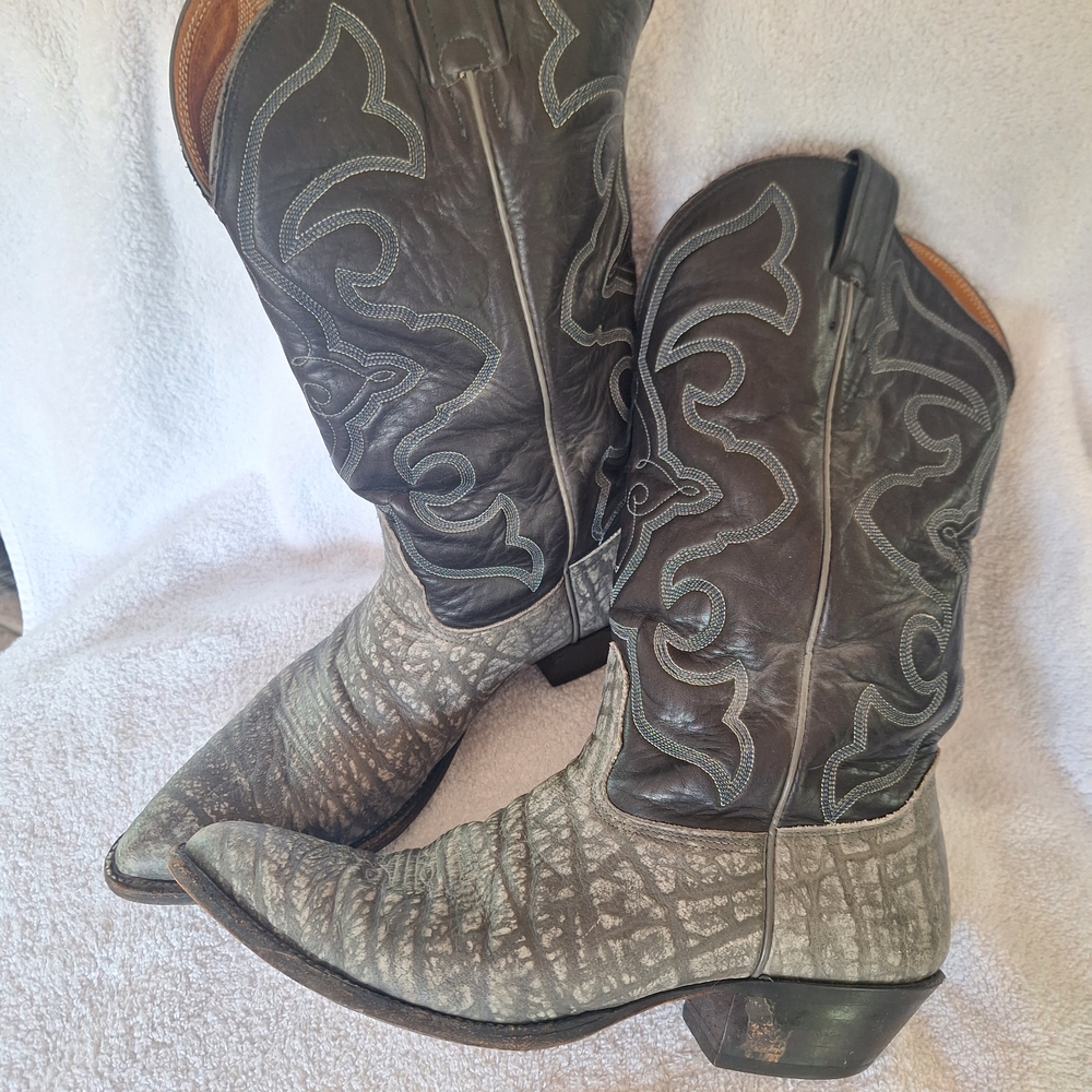 Gray and Brown Western Cowboy Boots